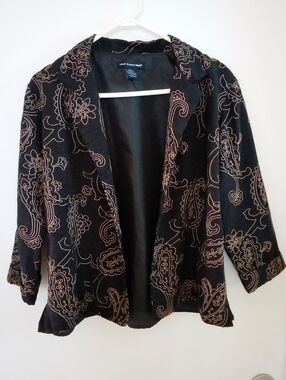 Saint Tropez West Black Blazer with Tan Paisley Embroidery